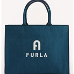 Furla, Geanta cu maner si aplicatie logo Oportunity, Albastru petrol