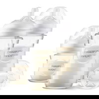 Philips Avent Natural Response Set de biberoane din sticlă pentru sugari + tetină SCD878/11, Philips Avent