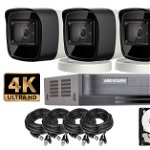 Kit complet supraveghere video 4 camere Hikvision 8 MP (4K), IR 60M, HIKVISIONKIT