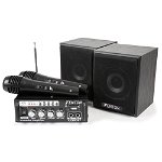 Minisistem amplificator karaoke cu 2 boxe si 2 microfoane, 2x40W, Bluetooth/USB/SD, Fenton AV380BT