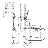 Baterie bucatarie cu dus extractibil si filtru de apa negru mat Hansgrohe Aquittura Select M91 210 cu 1 jet