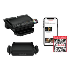 Gratar electric OptiGrill , 2000W, 6 programe automate, senzor pentru grosimea alimentelor, mod manual cu 4 trepte de temperatura, placi detasabile antiaderente, tava colectoare grasime, negru