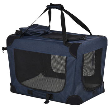 Geanta pentru caini mici cu 3 intrari si perna PawHut, Oxford si metal, albastru 70x51x50 cm | AOSOM RO, PawHut