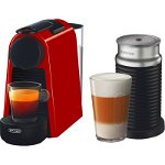 Pachet espressor Nespresso De'Longhi Essenza Mini EN85.RAE, 1450W, 19 Bar + aparat pentru spumare lapte Aeroccino 3 Negru, 0.6L, Rosu, Delonghi