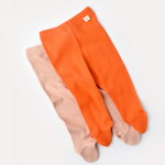 Set 2 pantaloni cu botosei bebe unisex din bumbac organic si modal - Rodie/Piersica, BabyCosy, BabyCosy