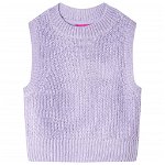 Vestă pulover pentru copii tricotată, liliac deschis, 116, vidaXL