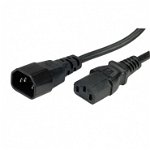 Cablu prelungitor alimentare PC Value 19.99.1515 C13 - C14 10A 1.8 m Negru