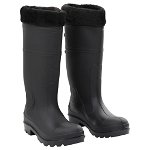 vidaXL Cizme de ploaie cu șosete detașabile, negru, mărime 38, PVC, vidaXL
