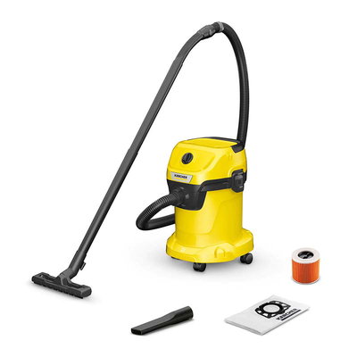Aspirator umed-uscat Karcher WD 3 V-17/4/20 1.628-127.0, Aspirare umeda si uscata, 17 l, Furtun 2 m, 1000 W, Sac filtru din hartie, Functie de suflare, Galben/Negru