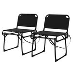 Outsunny Set de 2 Scaune Pliante Multifuncționale, Scaun de Camping, Cadru Metalic și Țesătură Oxford, 51x58x72 cm, Negru | Aosom Romania, Outsunny