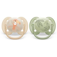 Set 2 suzete Philips-Avent SCF091/07 ultra soft 0-6 luni Ortodontice fara BPA Frunze/Papagal