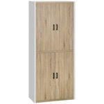 HOMCOM din lemn MDF dulap cu 4 rafturi reglabile, 4 usi si dispozitiv anti-basculare, 80x40x182cm, crem si alb, HOMCOM