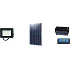 Kit cu panou solar 50W, controller panou 12/24v 10A, acumulator plumb acid 7V 12A si proiector LED 12V 20W, lumina alb rece, KlaussTech