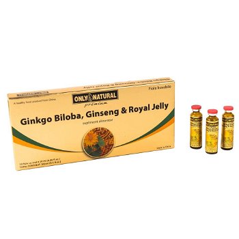 Ginkgo Biloba, Ginseng si Royal Jelly, 10fiole - Only Natural, ONLY NATURAL