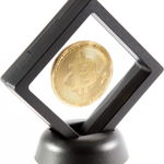 Moneda Bitcoin cu cadru Maios, metal/acril, negru/auriu, 4 cm