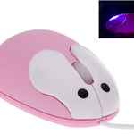 Mouse optic cu fir BestFire, aspect de iepuras, roz, 1200DPI