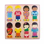 Puzzle din lemn - micutii prieteni, BIGJIGS Toys, 1-2 ani +, BIGJIGS Toys