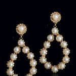 Cercei Swarovski Golden Pearls 