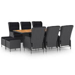 Set mobilier exterior cu perne, 9 piese, gri închis, poliratan