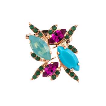 Brosa placata cu Aur roz de 24K, cu cristale Swarovski, Happy Days | 2016/1-1007RG