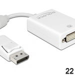 Adaptor Delock, Displayport/DVI-I, 20cm, Alb, Delock