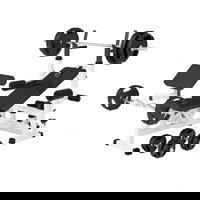 BANCA MULTIFUNCTIONALA + SET DE GREUTATI 100 KG 30/31MM CU GRIP ALBA/NEAGRA Gorilla Sports, Gorilla Sports