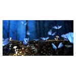Tablou fluturi albastri ciuperci natura 1839 - Material produs:: Tablou canvas pe panza CU RAMA, Dimensiunea:: 70x140 cm, 