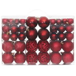 vidaXL Globuri de Crăciun, 100 buc, roșu vin, 3 / 4 / 6 cm, vidaXL