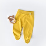Pantaloni cu botosei - bumbac organic galben pal (marime: 3-6 luni), BabyJem