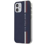 Husa pentru Apple iPhone 12 mini, U.S. Polo, Tricolor Vertical Stripes, Bleumarin USHCP12SPCUSSNV