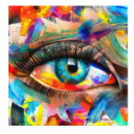 Tablou pictura in ulei, ochi, detaliu, multicolor 1409 - Material produs:: Poster pe hartie FARA RAMA, Dimensiunea:: 100x100 cm, 