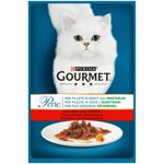 Hrana umeda pentru pisici Gourmet Perle, Mini Fileuri in Sos Vita si Morcovi, 85g