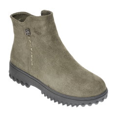 Ghete casual, dama, B09008 verde, piele intoarsa, Negru