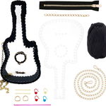 Kit de tricotat in forma de chitara WADORN, acril/metal/bumbac, negru/auriu, 17 piese, 18 x 35 x 7 cm, 