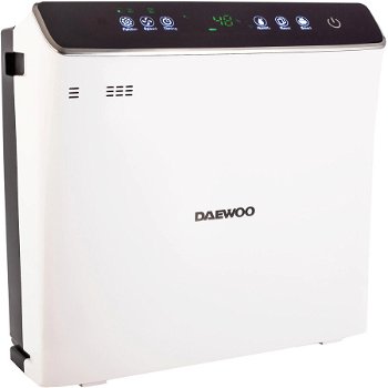 Purificator de aer si umidificator Daewoo DAP400 Wi-Fi, 75 W, 300 m3/h, filtru HEPA13, carbon activ, foto catalizator, lampa UV, rezervor apa 2.5 l, Alb, Daewoo