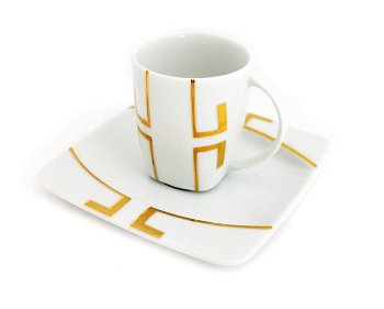 EYE model geometric AUR Serviciu cafea portelan decor aur 6 persoane 90 ml, Thun