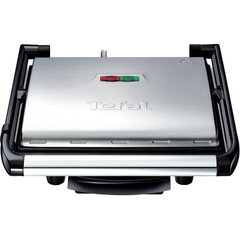 Gratar electric multifunctional Tefal Inicio Grill GC241D38, 2000 W, placi cu invelis antiaderent, functie panini, depozitare verticala, tava colectare, argintiu