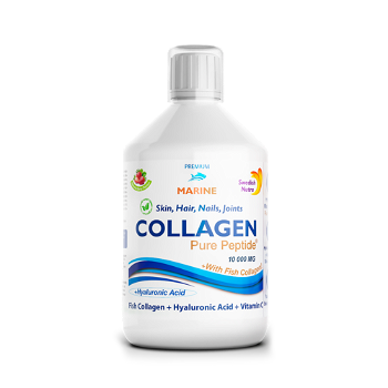 Colagen Pure Marin Hidrolizat Tip 1 si 3 10000 mg + Acid Hialuronic + Biotina + Cupru + Siliciu + Vitamina C + B5 + B6 + B12, 500 ml, SWEDISH NUTRA