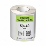 Rola etichete autoadezive plastic, PE alb, 50x40 mm, adeziv permanent, 1000 etichete rola, LabelLife