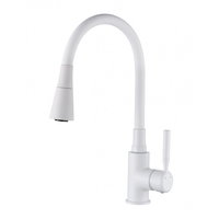 Baterie bucatarie cu pipa flexibila Invena Pogo Plus alb mat