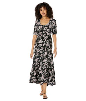 Imbracaminte Femei Saltwater Luxe Miki Sustainable Garden Paradise Short Sleeve Maxi Dress Black, Saltwater Luxe