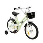 Bicicleta 16 inch cu roti ajutatoare si cosulet frontal Makani Pali Green, MAKANI