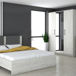Dormitor Vera ro, 164x56x205 cm, stejar/ alb k001, MarcelProd
