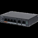 Switch cu 6 porturi Dahua CS4006-4ET-60, 4 porturi PoE 10/100 Mbps, 2 porturi uplink Gigabit, cu cloud management, Dahua