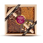 Ciocolata in cutie de lemn Comptoir de Mathilde neagra asortiment