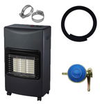 Pachet - Soba Pe Gaz Neagra, Arzator Cu Ardere Completa + Regulator Gaz + 1m Furtun Gaz +2 X Coliere Furtun Gaz, MetaloChimice