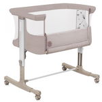 Patut co-sleeper, Lionelo, Aurora, 3 in 1, functie leganare, Include saltea si geanta transport, 5 pozitii pe inaltime, Pana la 9 kg, Beige Cappuccino