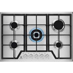 Plita incorporabila Electrolux KGS7536SX, Gaz, 5 Arzatoare, WOK, Gratare fonta, 75 cm, Inox