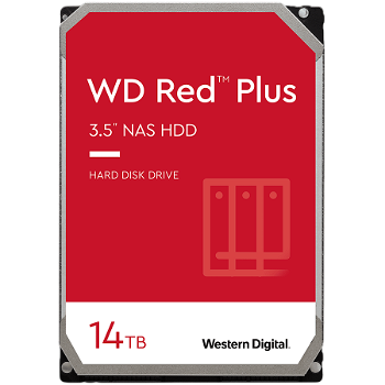 HDD NAS WD Red Plus CMR (3.5''  14TB  512MB  7200 RPM  SATA 6Gbps  180TB/year)