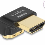 Adaptor HDMI 8K60Hz T-M unghi 90 grade jos metalic, Delock 60016, Delock